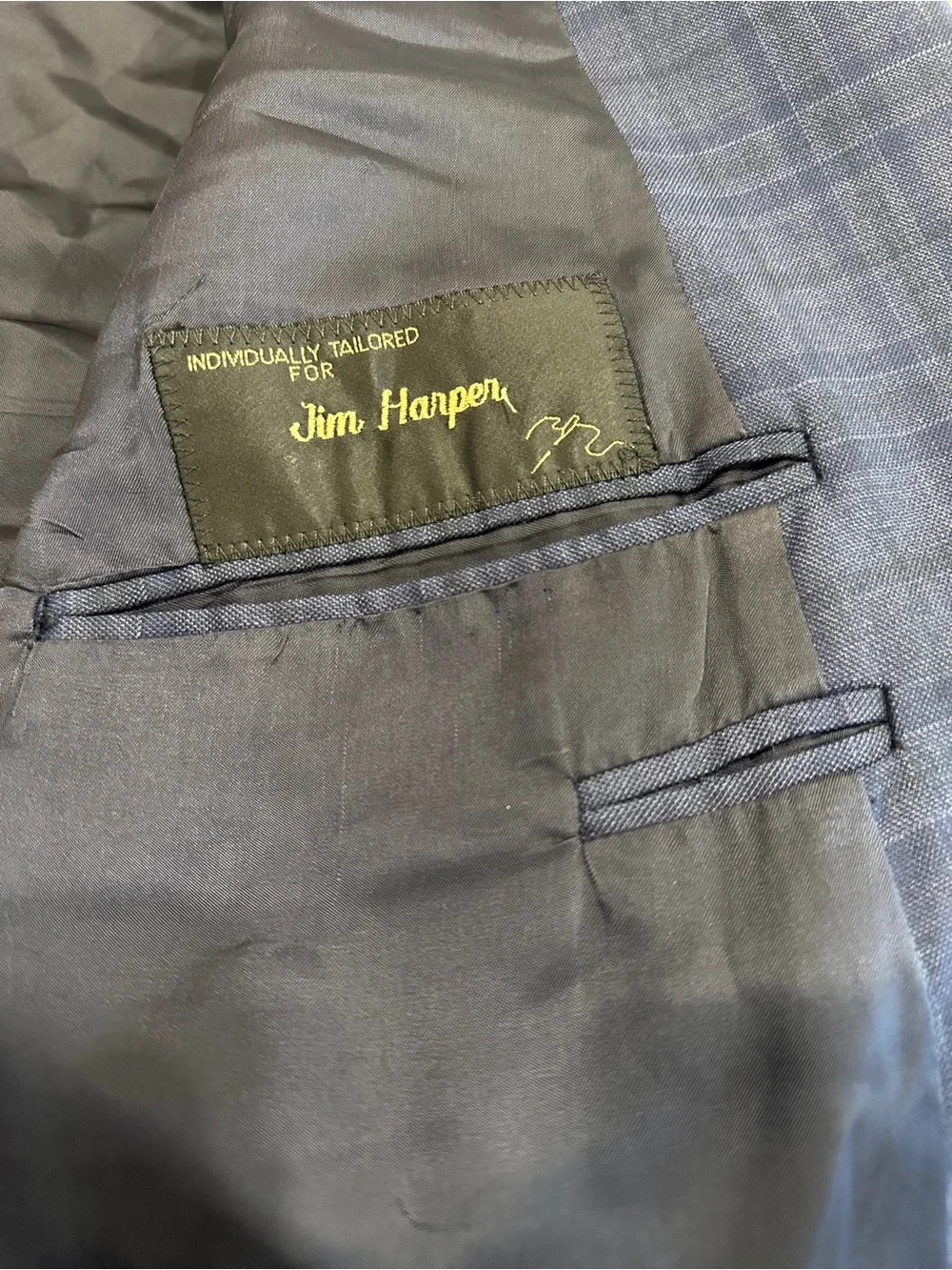 Vintage H. Freeman & Son custom-tailored navy blue windowpane sport coat